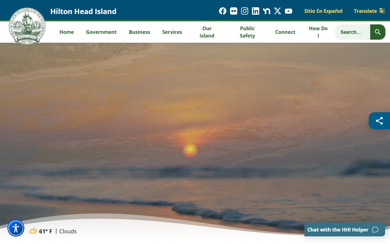 Hilton Head Island town homepage with government services links