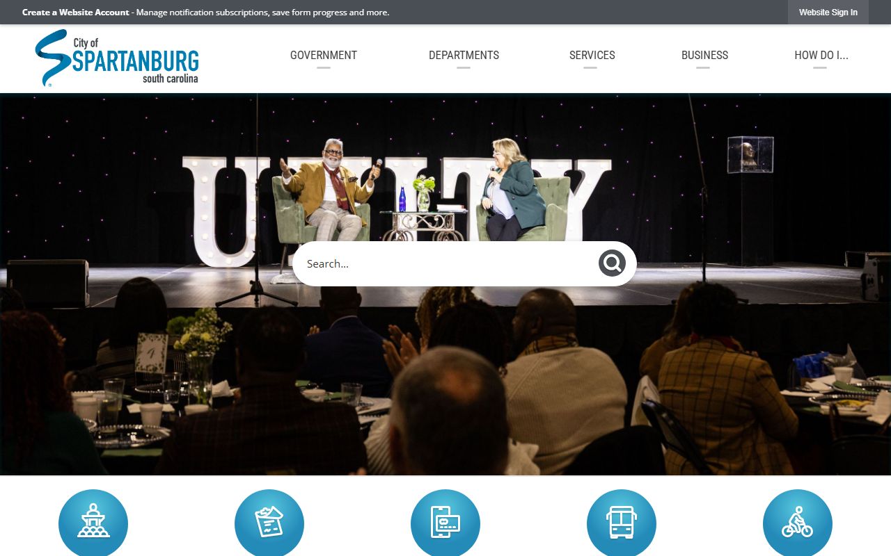 Spartanburg city homepage with police and municipal services