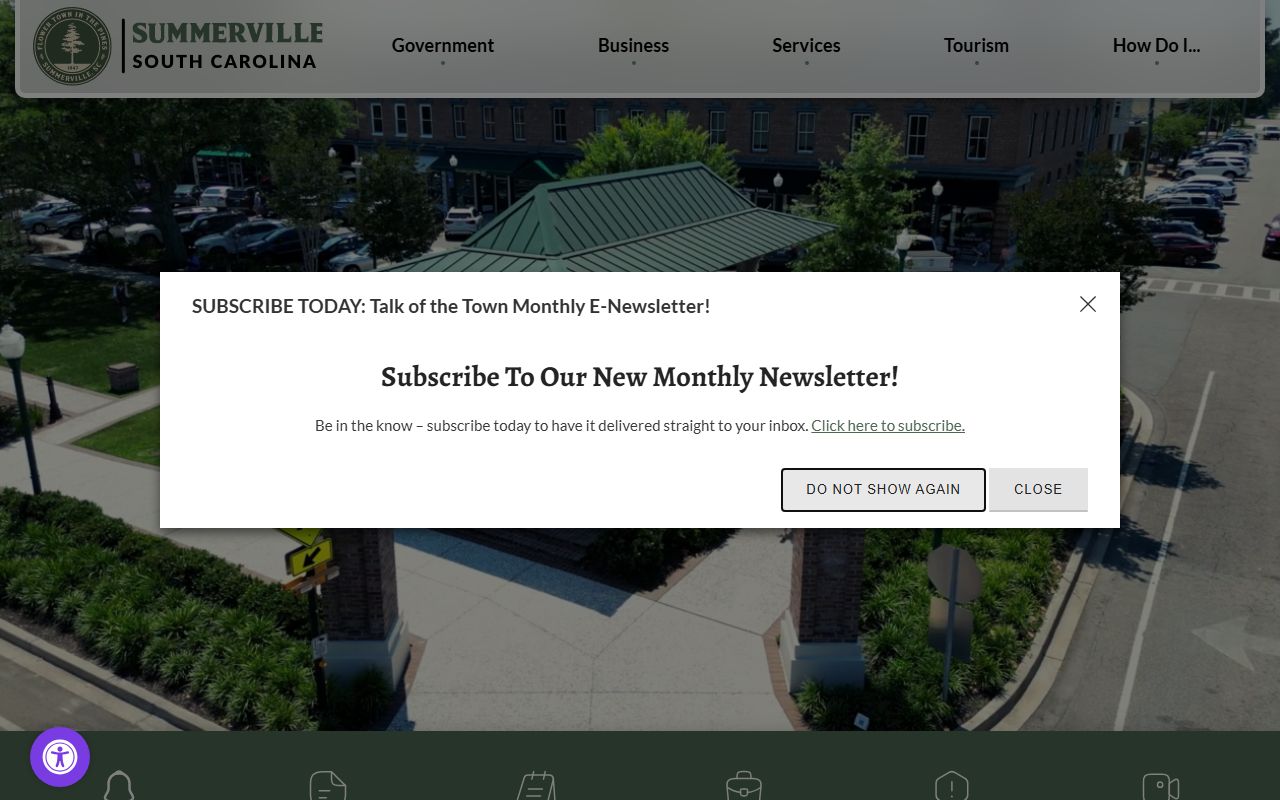Town of Summerville official website with links to police and town services