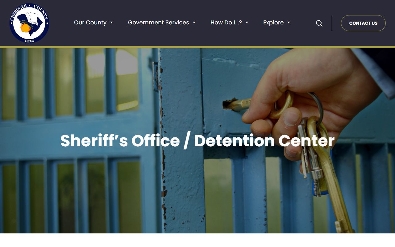 Cherokee County Sheriff's Office and detention center website with jail roster contact details