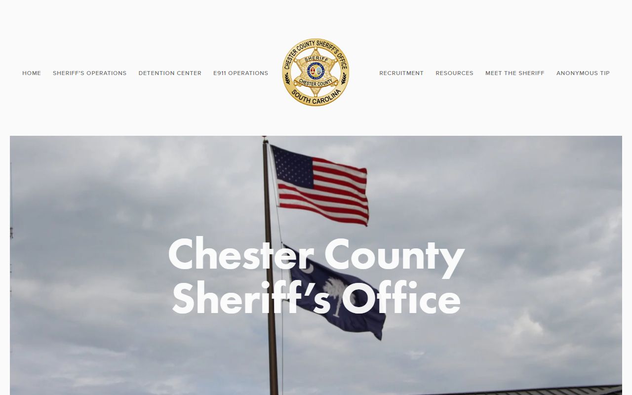 Chester County Sheriff's Office website with inmate search and jail roster access