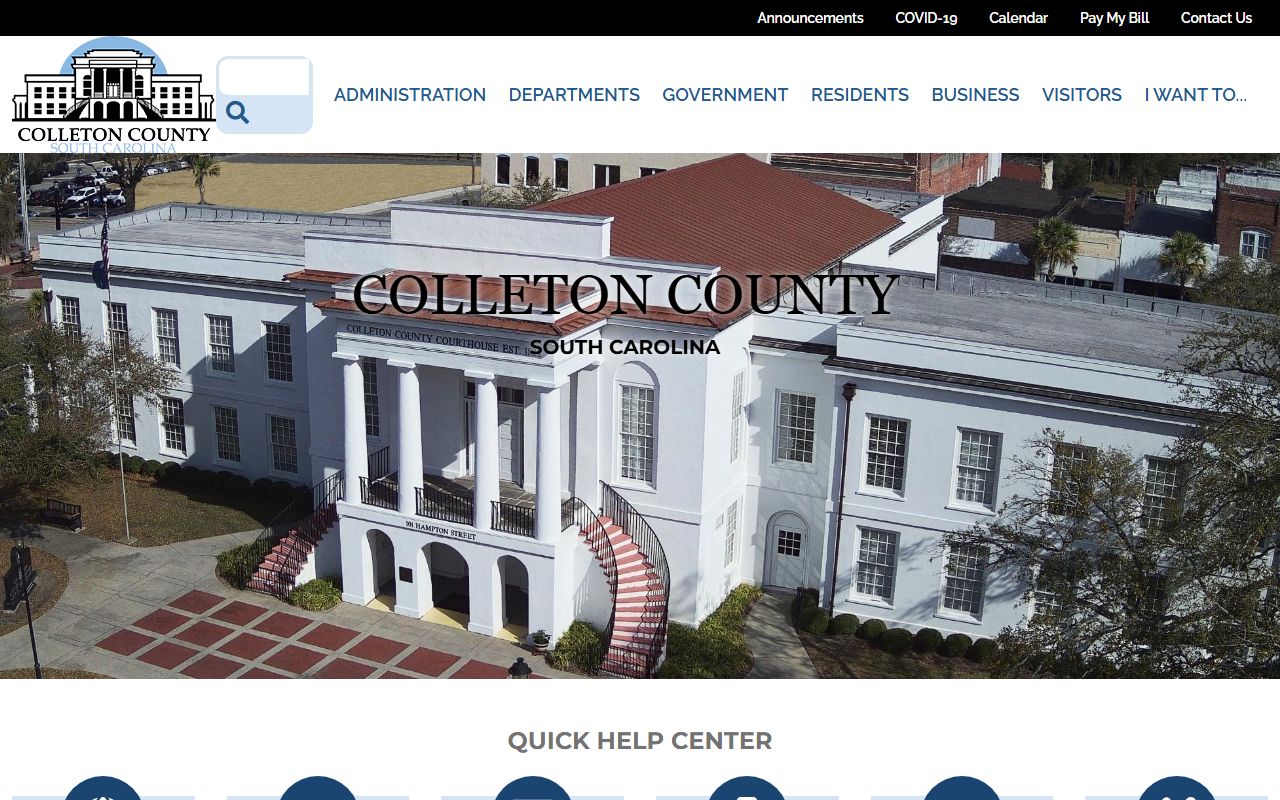Colleton County government website with access to jail roster and inmate search services