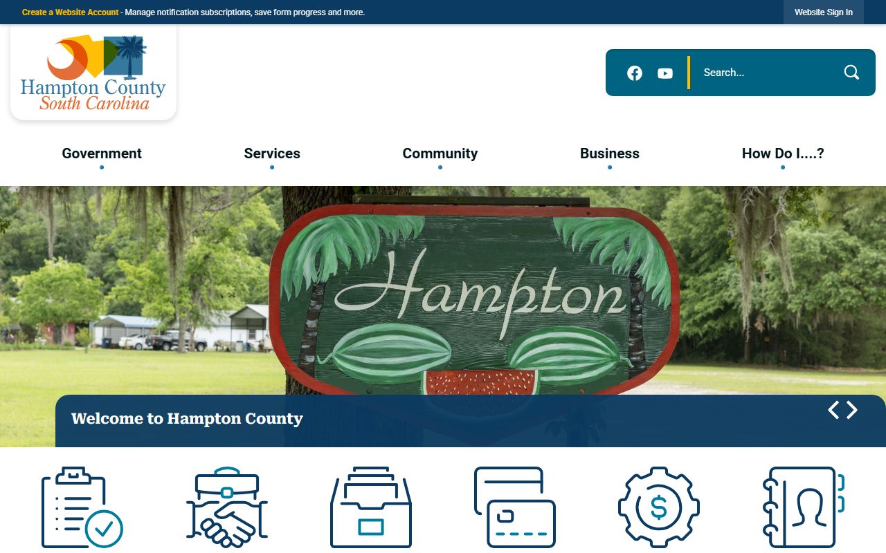 Hampton County homepage for public record resources