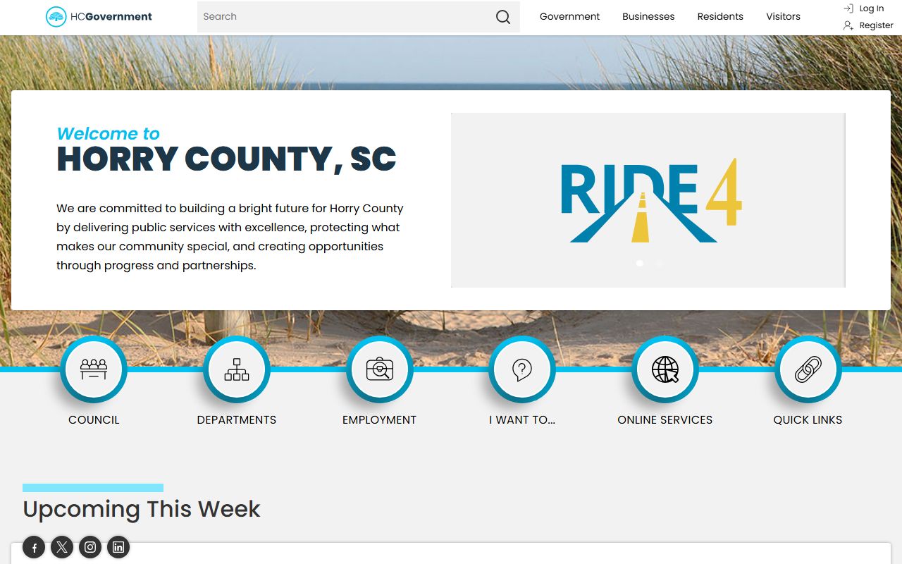 Horry County homepage with sheriff and jail roster resources for Myrtle Beach