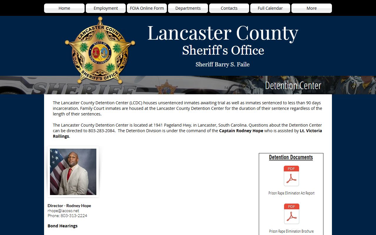 Lancaster County jail roster detention center search page