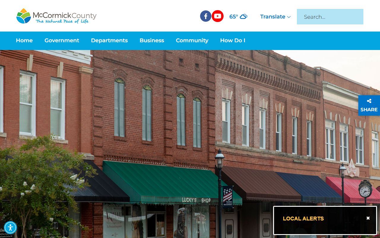 McCormick County government homepage with jail roster contact information