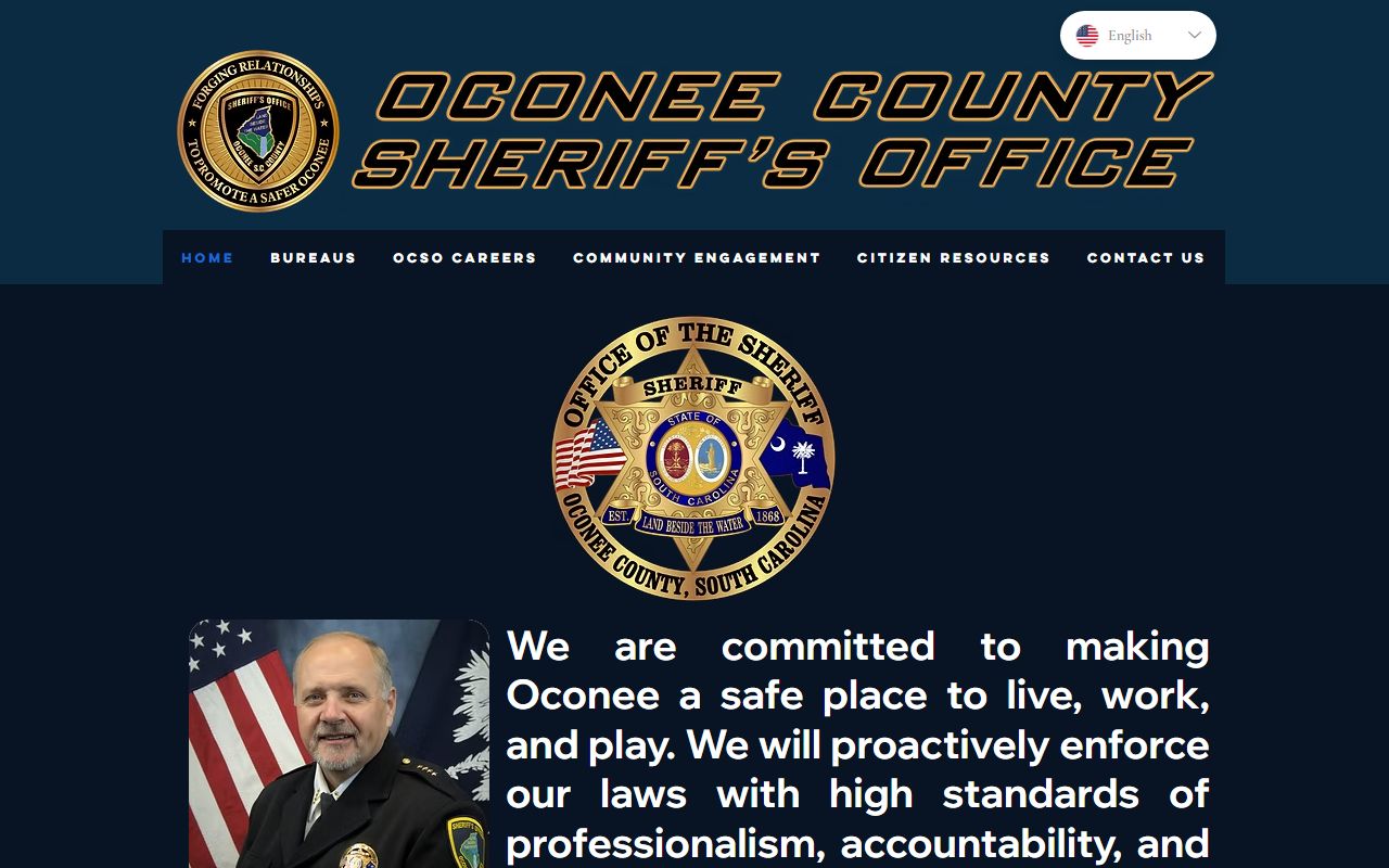 Oconee County Sheriff's Office website with jail roster links