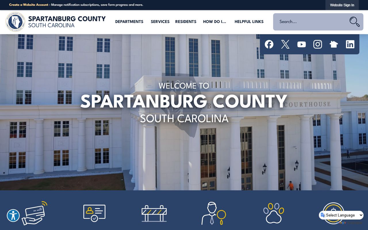 Spartanburg County government homepage for public records