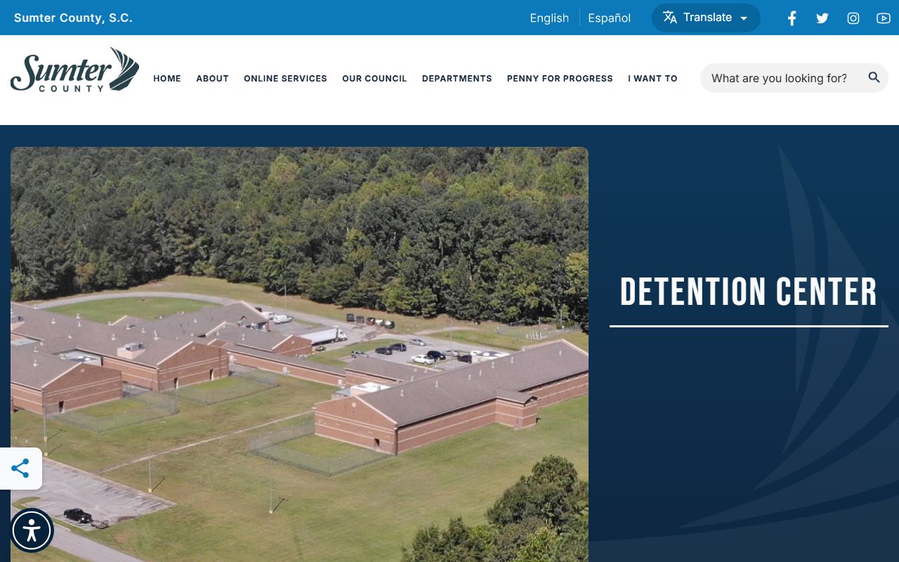 Sumter County Detention Center webpage with jail roster access