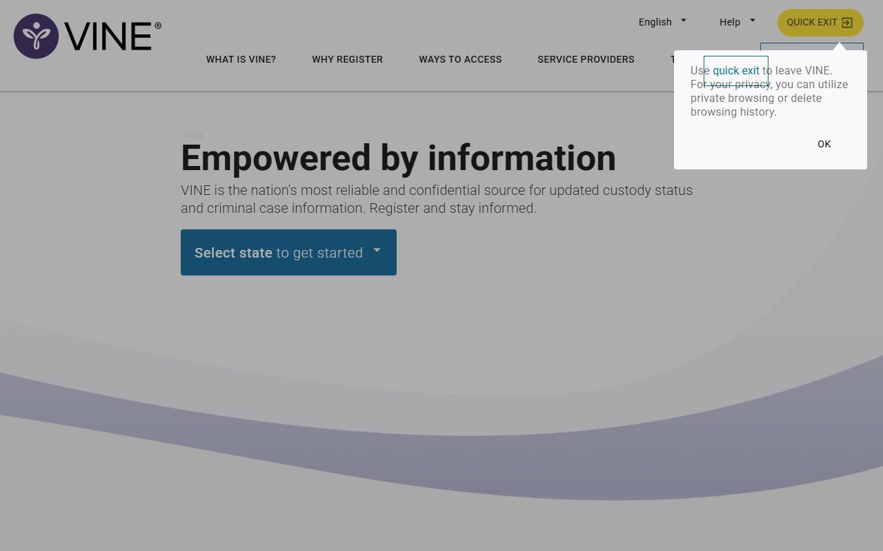 South Carolina VINE jail roster victim notification system